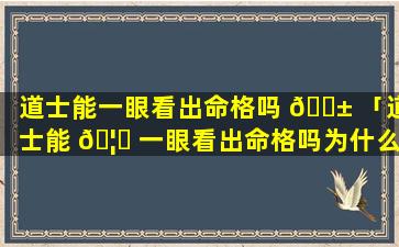 道士能一眼看出命格吗 🐱 「道士能 🦈 一眼看出命格吗为什么」